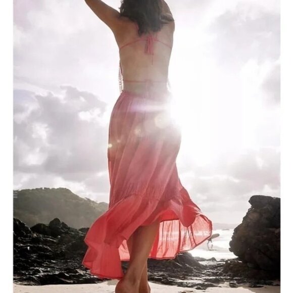 Free People Taking Sides Red Maxi Dress Size M New Flowy Free-est Collection NWT - Picture 2 of 7